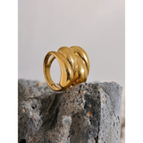 Stainless Steel Water Drop Wide Ring for Women