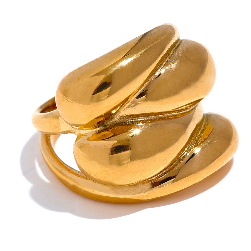 Stainless Steel Water Drop Wide Ring for Women