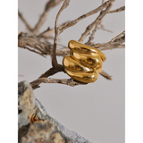 Stainless Steel Water Drop Wide Ring for Women