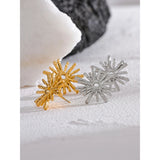 Stainless Steel Fireworks Flower Geometric Stud Earrings