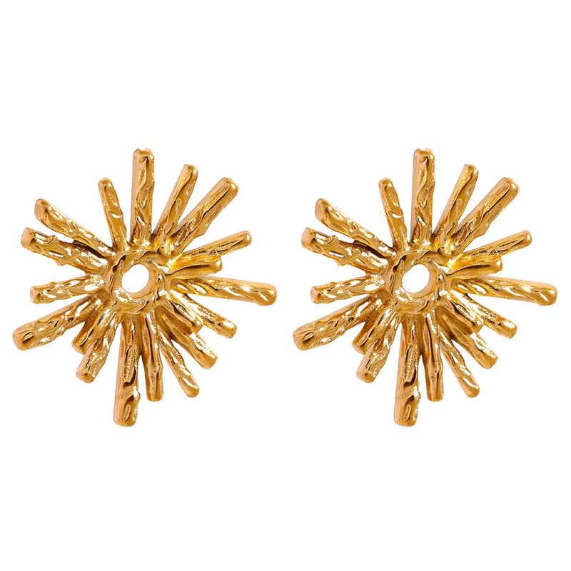 Stainless Steel Fireworks Flower Geometric Stud Earrings