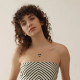 Geometric Square Heart Charm Eye Pendant Necklace Stainless Steel Jewelry
