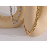 Chain Statement Necklace for Women Stainless Steel Charm Jewelry