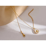 Golden Fruit Pendant Necklace Stainless Steel Avocado Shell Charm
