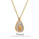 Golden Fruit Pendant Necklace Stainless Steel Avocado Shell Charm