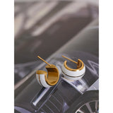 Golden Hoop Earrings Enamel Small Round Stainless Steel Texture