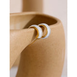 Golden Hoop Earrings Enamel Small Round Stainless Steel Texture
