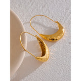 Golden Stainless Steel Drop Dangle Hoop Earrings Ear Hook Tarnish Minimalist