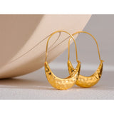 Golden Stainless Steel Drop Dangle Hoop Earrings Ear Hook Tarnish Minimalist