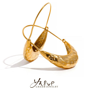 Golden Stainless Steel Drop Dangle Hoop Earrings Ear Hook Tarnish Minimalist