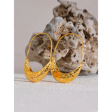 Golden Stainless Steel Drop Dangle Hoop Earrings Ear Hook Tarnish Minimalist