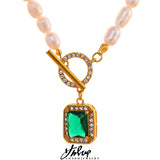 Freshwater Pearls Chain CZ Pendant Choker Necklace