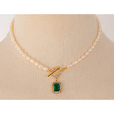 Freshwater Pearls Chain CZ Pendant Choker Necklace