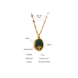 Green Stone Eye Pendant Necklace Stainless Steel Jewelry Gift