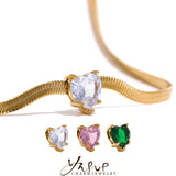 Heart CZ Snake Chain Stainless Necklace Golden Waterproof Charm