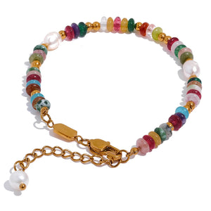 Natural Stone Pearl Chain Bracelet Bangle for Women