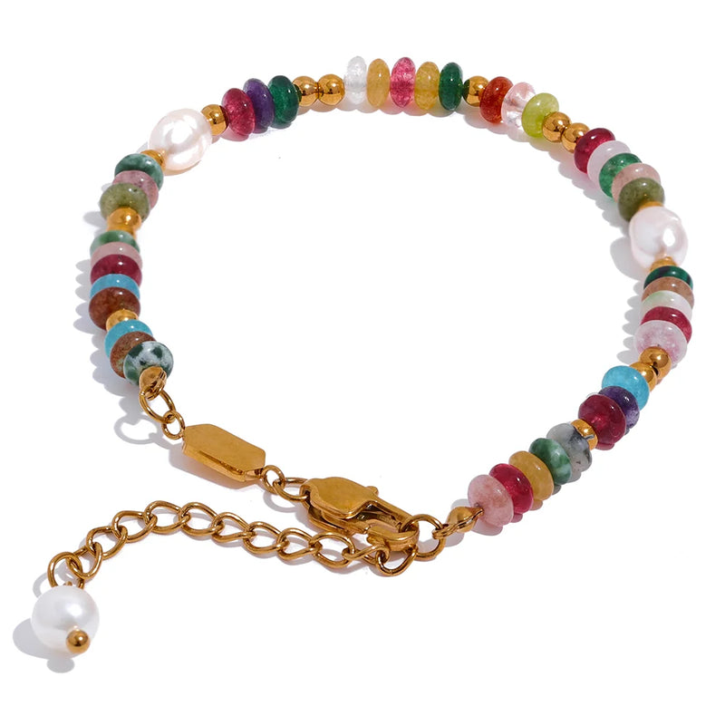 Natural Stone Pearl Chain Bracelet Bangle for Women