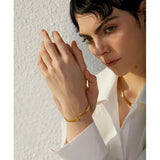 18K Plated Cuban Chain Stainless Steel Bracelet Zircon Statement Jewelry