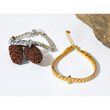 18K Plated Cuban Chain Stainless Steel Bracelet Zircon Statement Jewelry