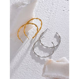 Stainless Steel Bamboo Hoop Earrings 18K PVD Plated