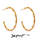 Stainless Steel Bamboo Hoop Earrings 18K PVD Plated