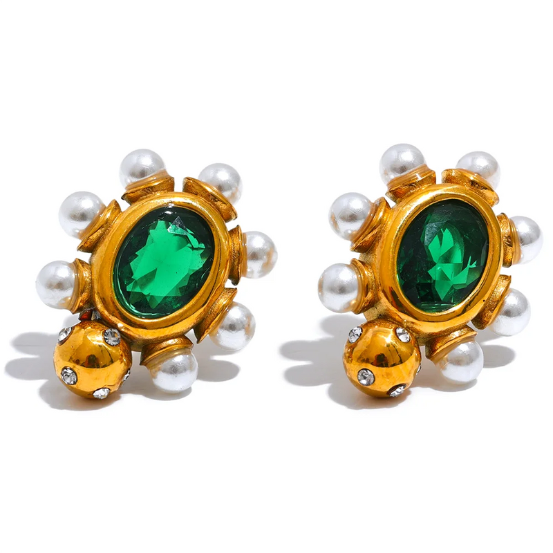 Zircon Geometric Stud Earrings for Women