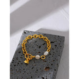 Stainless Steel Bracelet with Pearl Charm Gift