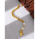 Stainless Steel Bracelet with Pearl Charm Gift