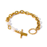 Stainless Steel Bracelet with Pearl Charm Gift