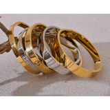 Stainless Steel Round Wide Bracelet Bangle Texture Silver Charm Jewelry