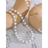 Pearls No Peeling Beads Chain Waterproof Necklace Stainless Steel