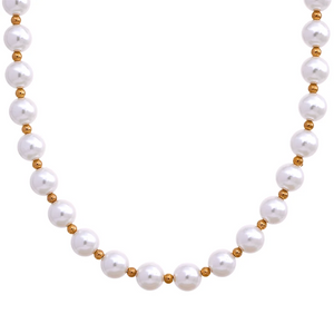 Pearls No Peeling Beads Chain Waterproof Necklace Stainless Steel