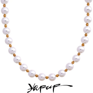 Pearls No Peeling Beads Chain Waterproof Necklace Stainless Steel