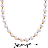 Pearls No Peeling Beads Chain Waterproof Necklace Stainless Steel
