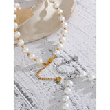 Pearls No Peeling Beads Chain Waterproof Necklace Stainless Steel
