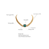 Green Crystal Thick Cuban Chain Stainless Steel Necklace