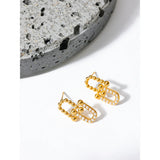 Geometric Stainless Steel Stud Earrings Texture Charm Jewelry Gift