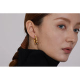 Pearls Round Huggie Earrings Stainless Steel Metal Unusual Earrings
