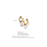 Shell Pearl Stainless Steel Golden Stud Earrings Texture Jewelry Women Gift