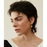 Shell Pearl Stainless Steel Golden Stud Earrings Texture Jewelry Women Gift