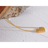 CZ Heart Pendant Steel Necklace Valentine Gift