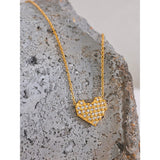 CZ Heart Pendant Steel Necklace Valentine Gift