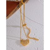 CZ Heart Pendant Steel Necklace Valentine Gift
