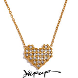 CZ Heart Pendant Steel Necklace Valentine Gift