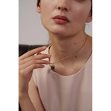 CZ Pendant Necklace Stainless Steel Rope Chain Square Collar