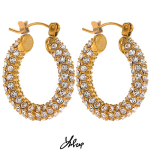 Micro CZ Stainless Steel Hoop Huggie Earrings Women