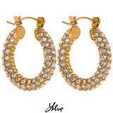 Micro CZ Stainless Steel Hoop Huggie Earrings Women