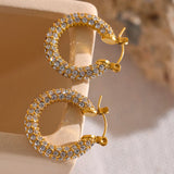 Micro CZ Stainless Steel Hoop Huggie Earrings Women