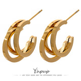 Geometric Punk Earrings Stainless Steel Pendientes