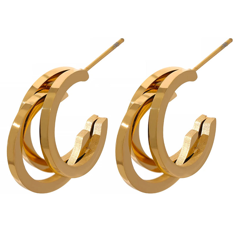 Geometric Punk Earrings Stainless Steel Pendientes